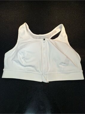 Xersion White Front-Zip High-Impact Sports Bra